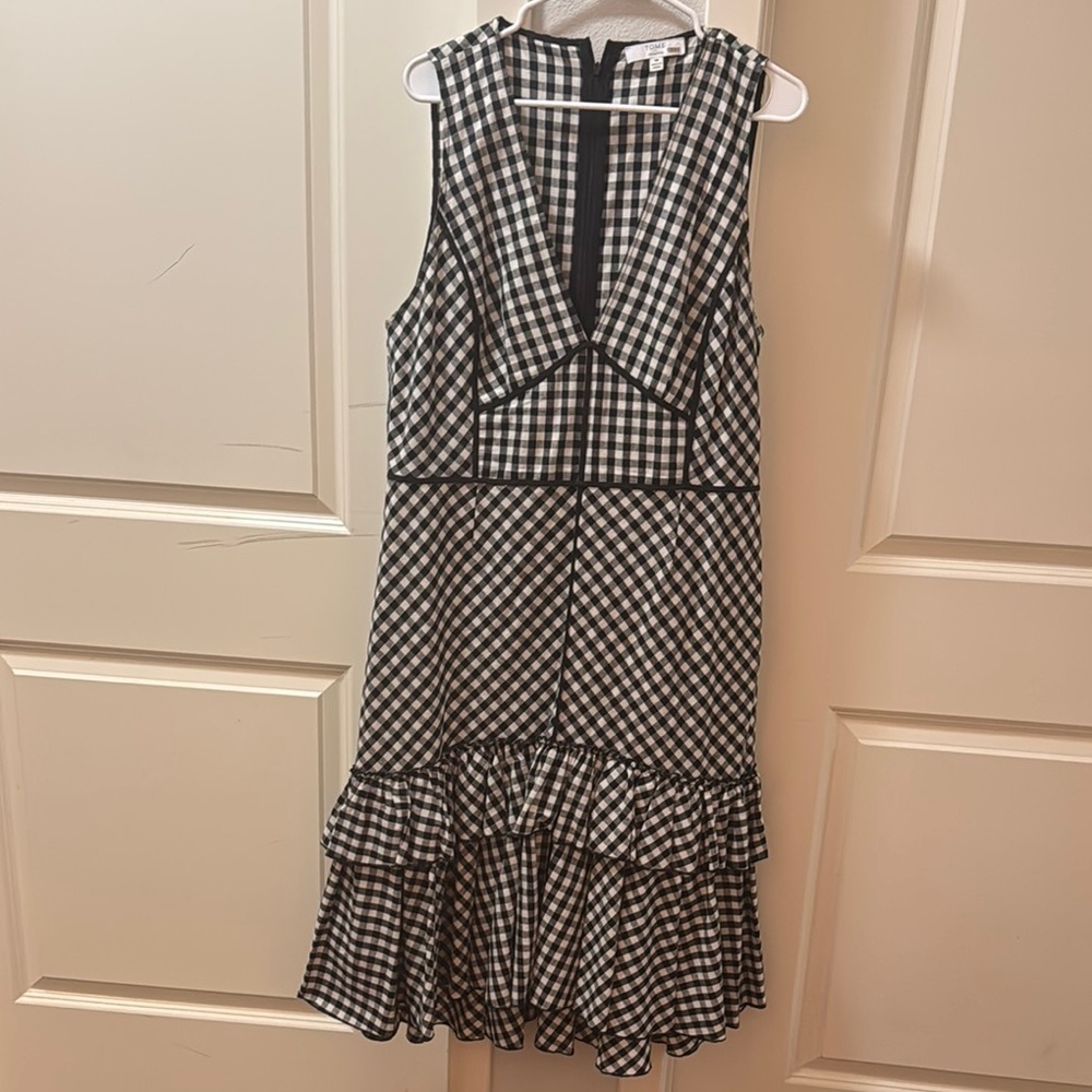 Black and White Checkered Sleeveless Dress